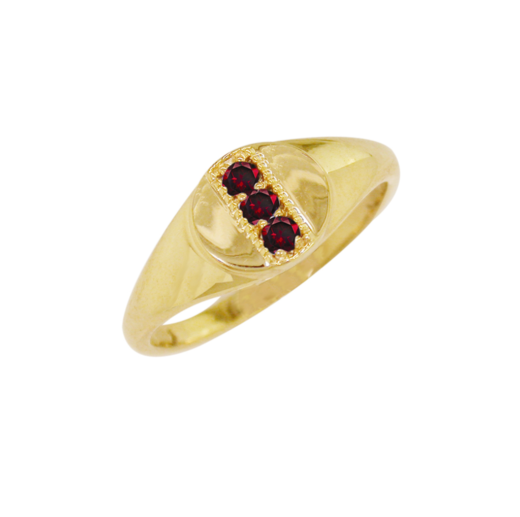 Garnet Birthstone Signet Ring