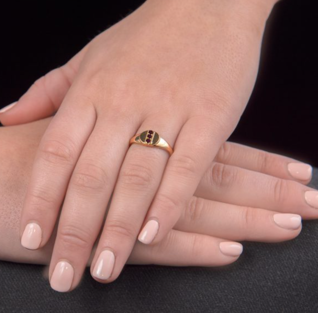 Garnet Birthstone Signet Ring