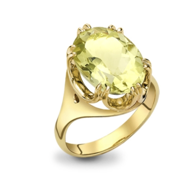 Elegant Lemon Quartz Cocktail Ring