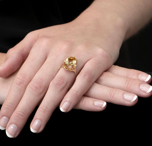 Elegant Lemon Quartz Cocktail Ring