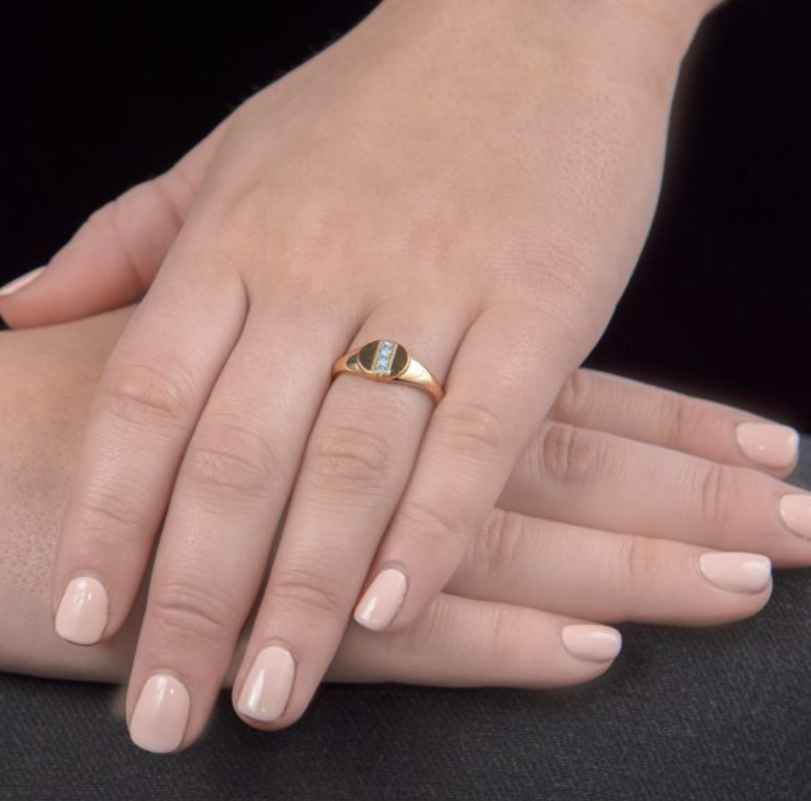 Aquamarine Birthstone Signet Ring