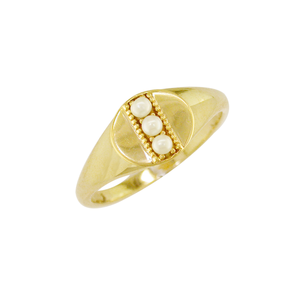 Pearl Birthstone Signet Ring
