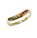 Tsavorite Garnet & Sapphire Rainbow Ring