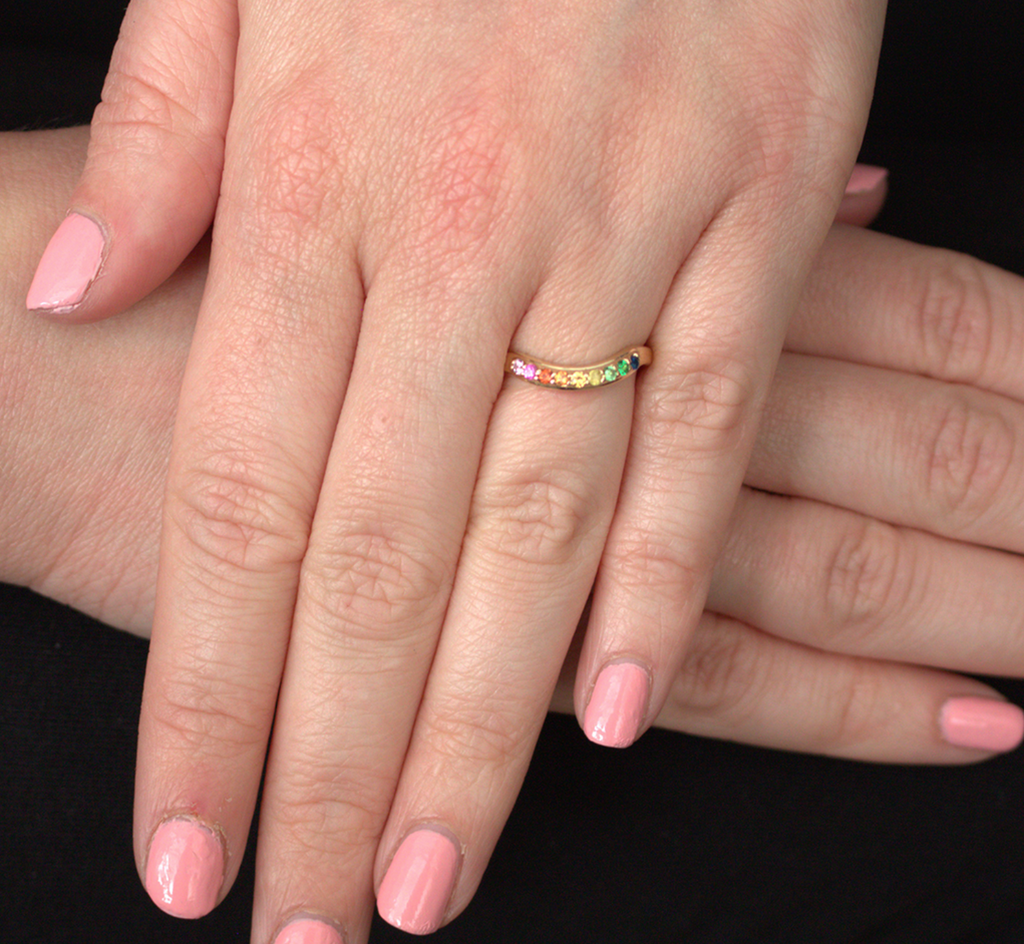 Tsavorite Garnet & Sapphire Rainbow Ring
