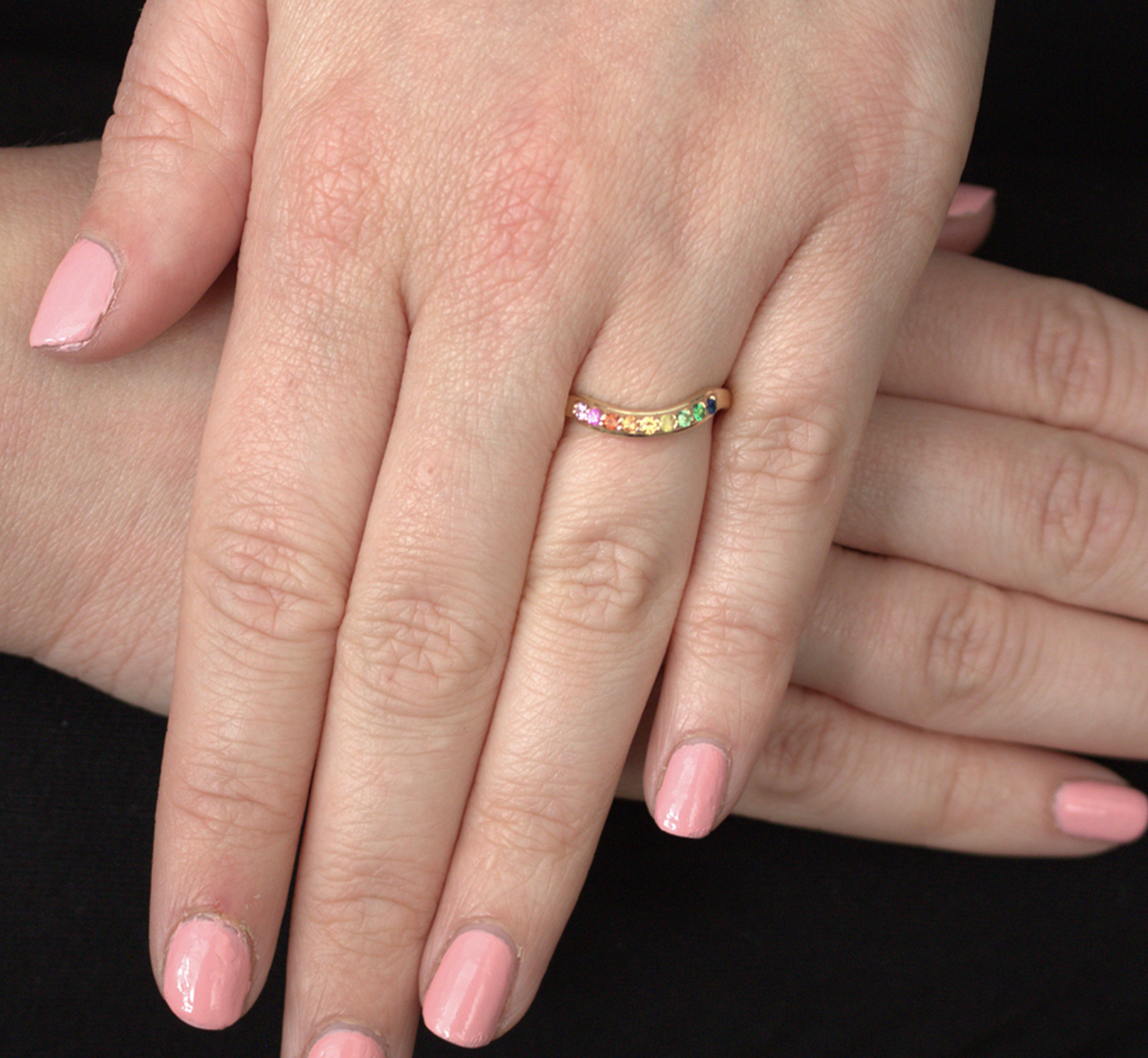 Tsavorite Garnet & Sapphire Rainbow Ring