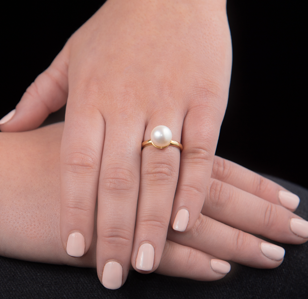 White Pearl Ball Ring